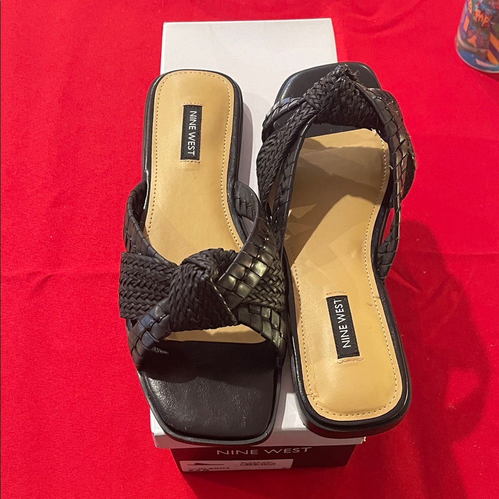 Nine West Black Braided Sandals